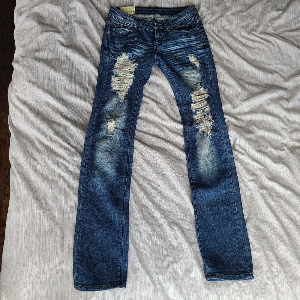 Machine Distressed Jeans - image 1